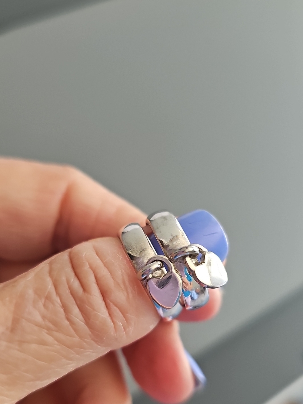 sterling silver rings with dangling geart charm